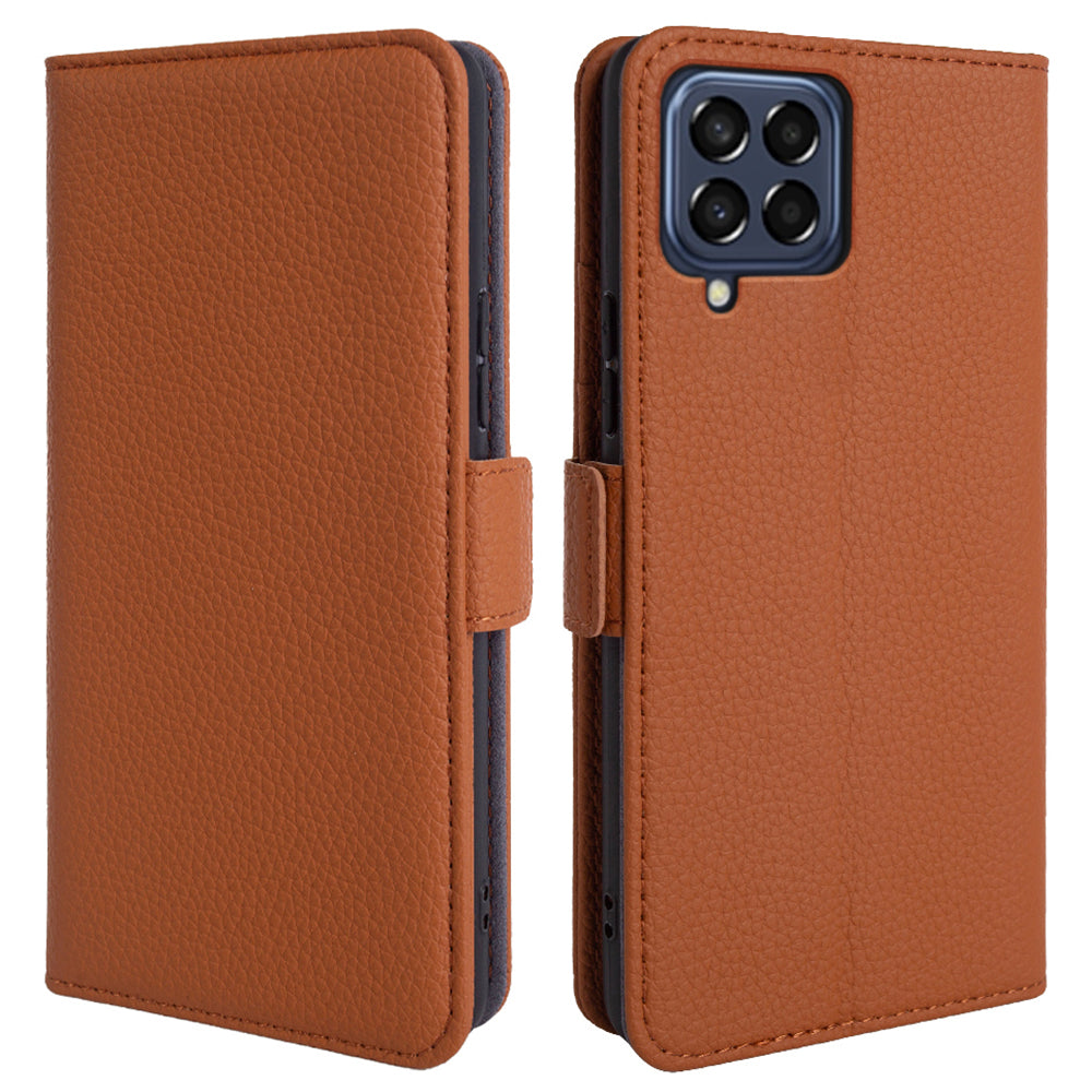 For Samsung Galaxy M53 5G Genuine Cow Leather Stand Cover Litchi Texture Wallet Phone Case For Samsung Galaxy M53 5G Genuine Cow Leather Stand Cover Litchi Texture Wallet Phone Case